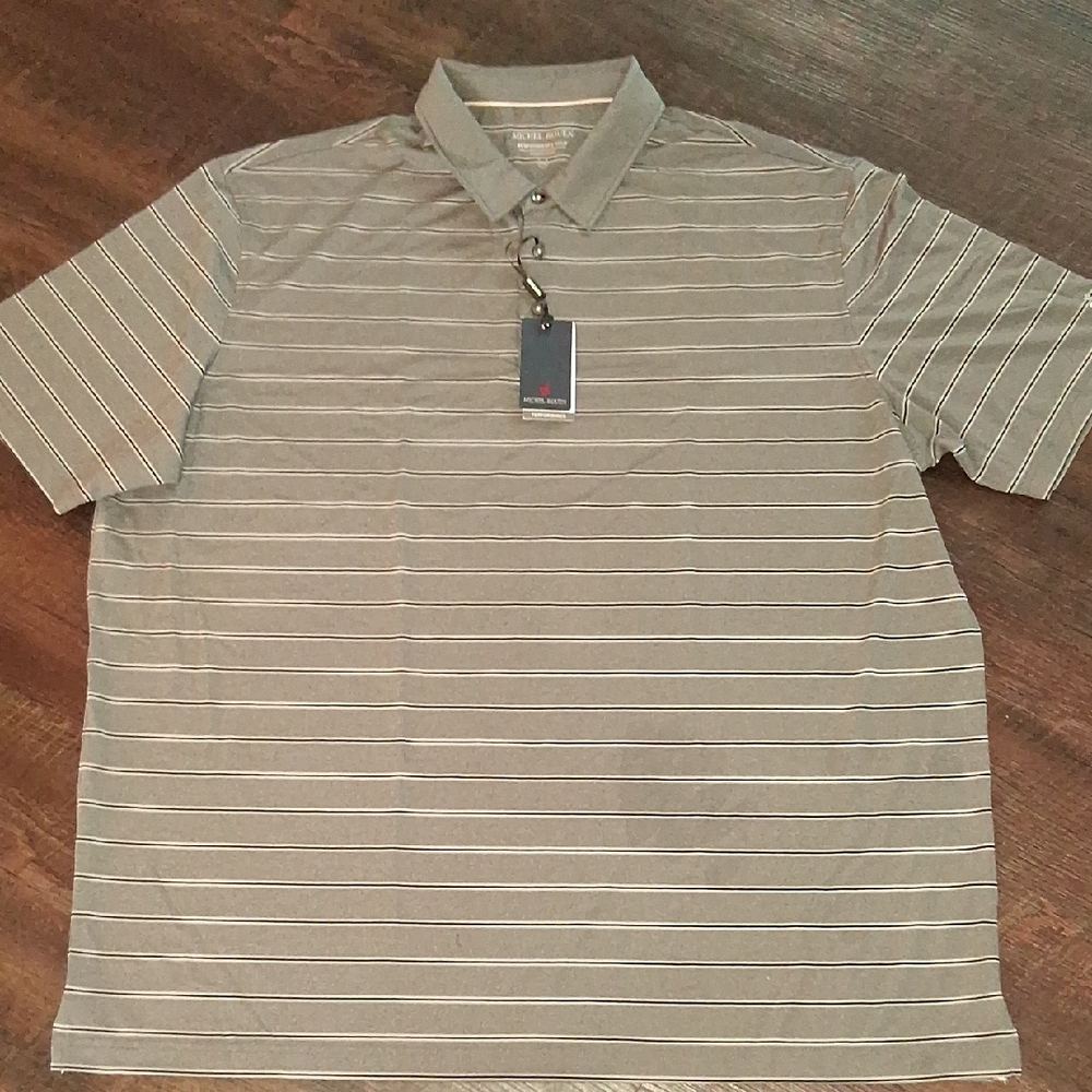 Men's Striped Polo Shirt - Gray